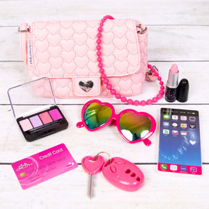 Light Pink Hearts Purse w/Play Pretend Makeup and Accessories
