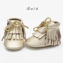 Load image into Gallery viewer, Double Fringe Genuine Leather Toddler Moccasins